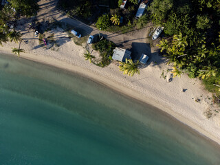 Canvas Print - Aerial drone panorama of the white beaches of Antigua island in the Caribbean sea