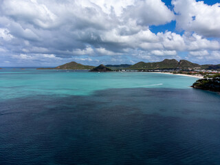 Canvas Print - Aerial drone panorama of the white beaches of Antigua island in the Caribbean sea