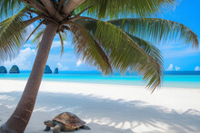 KI Generated 
Schildkröte Am Strand Auf Einsamer Insel