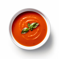 Wall Mural - Plain tomato soup isolated on white background, top view,  generative AI