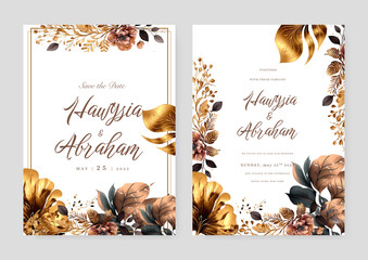 colourful colorful floral flower vector beautiful gold flowers line art on wedding card template watercolor