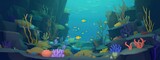 Fototapeta Fototapety do akwarium - Underwater fishes and corals landscape in a video game pixel lowpoly style mattepainting illustration ai generated
