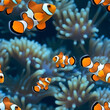 Clown Fish and Anemone, Corals Under The Sea, Seamless Pattern, Generative AI