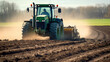 A farmer in a tractor prepares the ground. As part of pre seeding chores in the early spring season of agricultural labor. Generative AI