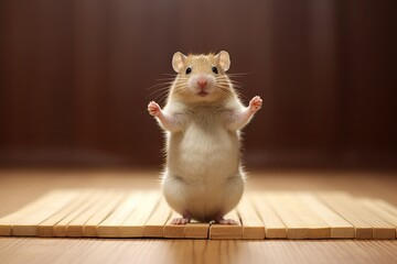 Wall Mural - hamster doing yoga, fantasy illustration, generated with ai