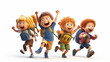 © BakulMorph Gallery - 3d render happy kids for back to school, cartoon illustrations generative ai