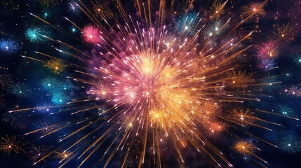 New year fireworks background, Generative ai.