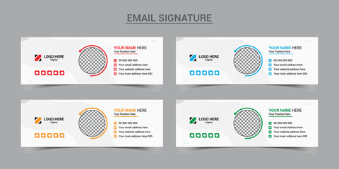 corporate email signature template for email footer vector 4 color bundle template