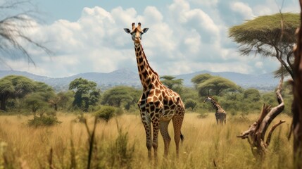 Wall Mural - giraffe in the savannah