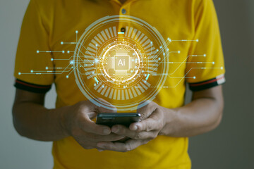 ai artificial intelligence technology, future business, software development and synchronization, wi