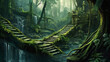 ancient and overgrown ruins in the jungle, lost place in the exotic rainforest, fictional landscape created with generative ai