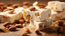 Nutty And Sweet Torrone Nougat, Made With Almond And Honey Generated Ai