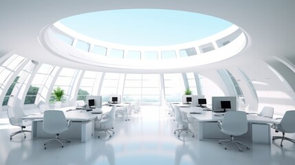 Wall Mural - futuristic white corporate office. generative ai.