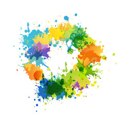 Wall Mural - rainbow abstract creative banner from paint splashes.