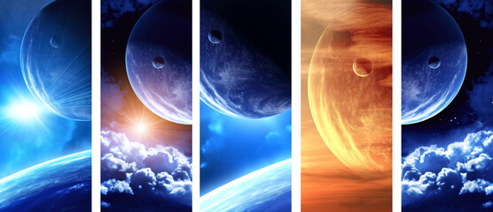 Wall Mural - set of vertical space banners with planets, nebula and stars. elements of this images furnished by n