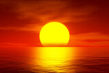 Fototapeta Zachód słońca - 3d illustration of a red sunset over the ocean