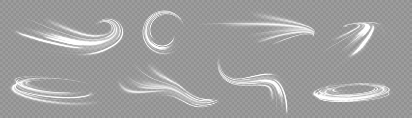 white shiny sparks of spiral wave. curved bright speed line swirls. shiny wavy path. magic golden sw