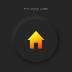 Wall Mural - round homepage button on a black background. user interface elements in the style of neumorphism, ux