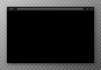 Wall Mural - the design of the web browser window in black on a transparent background. an empty website layout w