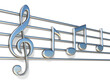 © Designpics - Music notes on staff lines 3D render illustration isolated on white background