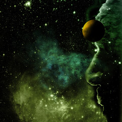 Wall Mural - planet in a space against stars and nebula. elements of this image furnished by nasa . 3d rendering.