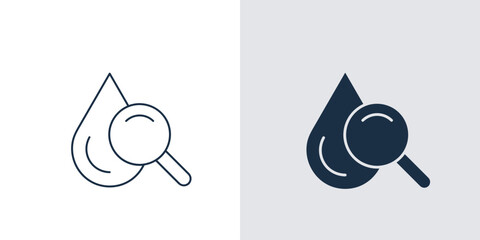 Blood drop icon Under Magnifier. Searching Blood donation concept vector