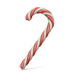 Sticker - Candy cane 3D render illustration isolated on white background