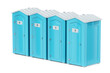 © Designpics - Row with four portable plastic toilets on white background