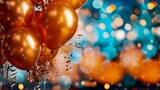 Fototapeta Tulipany - Festive background with balloons, bokeh effect. Generative AI