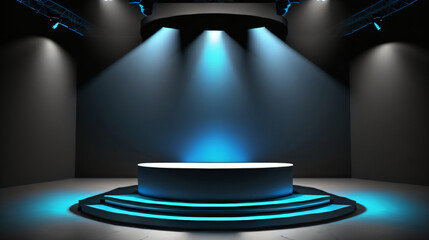photo futuristic portal science fiction podium 
pedestal platform modern empty cyberpunk podium mockup space  background

