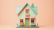small dollhouse on orange background, midjourney generative