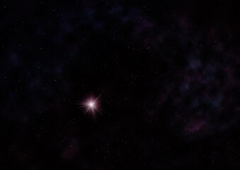 Wall Mural - far being shone nebula and star field against space. 