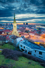 Wall Mural - Cityscape image of Bratislava, capital city of Slovakia during dramatic spring sunrise.