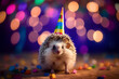 Charming and playful spirit of holiday season. Cute little hedgehog wearing funny hat is sure to bring smile to anyones face. Generative AI Technology.