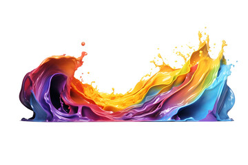 Colorful paint splash. Rainbow splash wave. Isolated design element on the transparent background, created with Generative AI technology