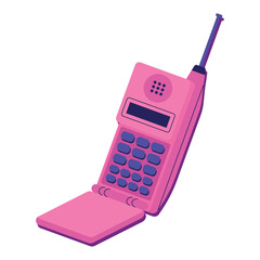 isolated colored mobile phone nostalgic retro icon vector illustration