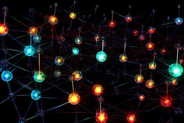Wall Mural - a network of glowing, interconnected nodes suspended in mid - air. generative ai