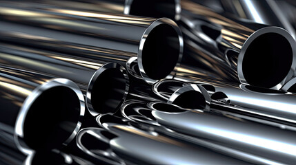 Stainless steel pipes at the factory