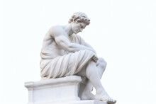 Man Statue Act Like Thinking Isolated On White