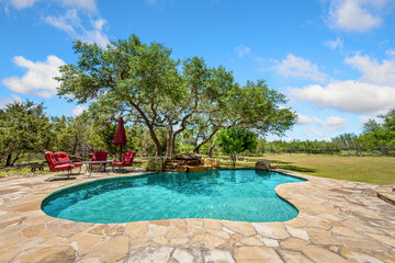 home pool in the summer 