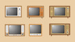 Set of wood box tv or old classic vintage tv or television. old retro style tv vector illustration
