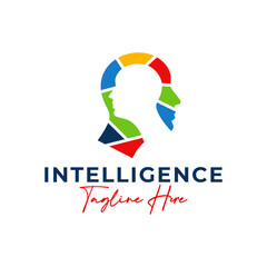 Wall Mural - two heads human intelligence logo