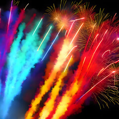 Explosive isolated fireworks light up the sky created using generative ai