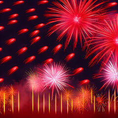 Explosive isolated fireworks light up the sky created using generative ai