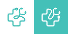 Logo Design Health Care, Stethoscope And Plus Minimalist Icon Vector Inspiration