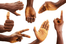 Set Of Black Hand Gestures Isolated On Transparent Background