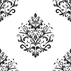 Damask vector pattern. Luxury wallpaper texture ornament decor. Baroque Textile, fabric, tiles.