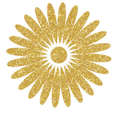 Wall Mural - Golden  flower glitter on transparent background. Flower icon.Design for decorating,background, wallpaper, illustration