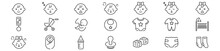 Baby Care Icons Set Collection Editable Line Vector
