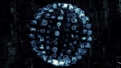 Fototapete - Digital communication network concept. Abstract animation.